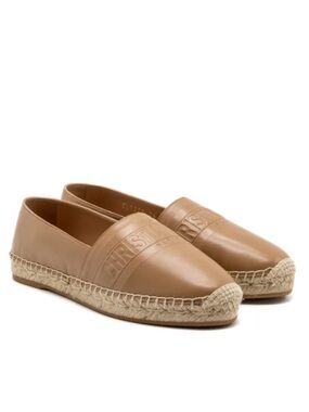 Dior Women’s Tan Leather Espadrilles with Embossed DIOR logo